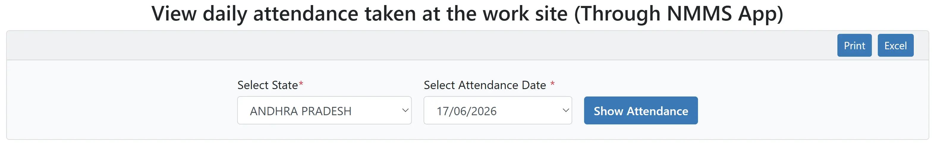 NREGA Attendance State Selection